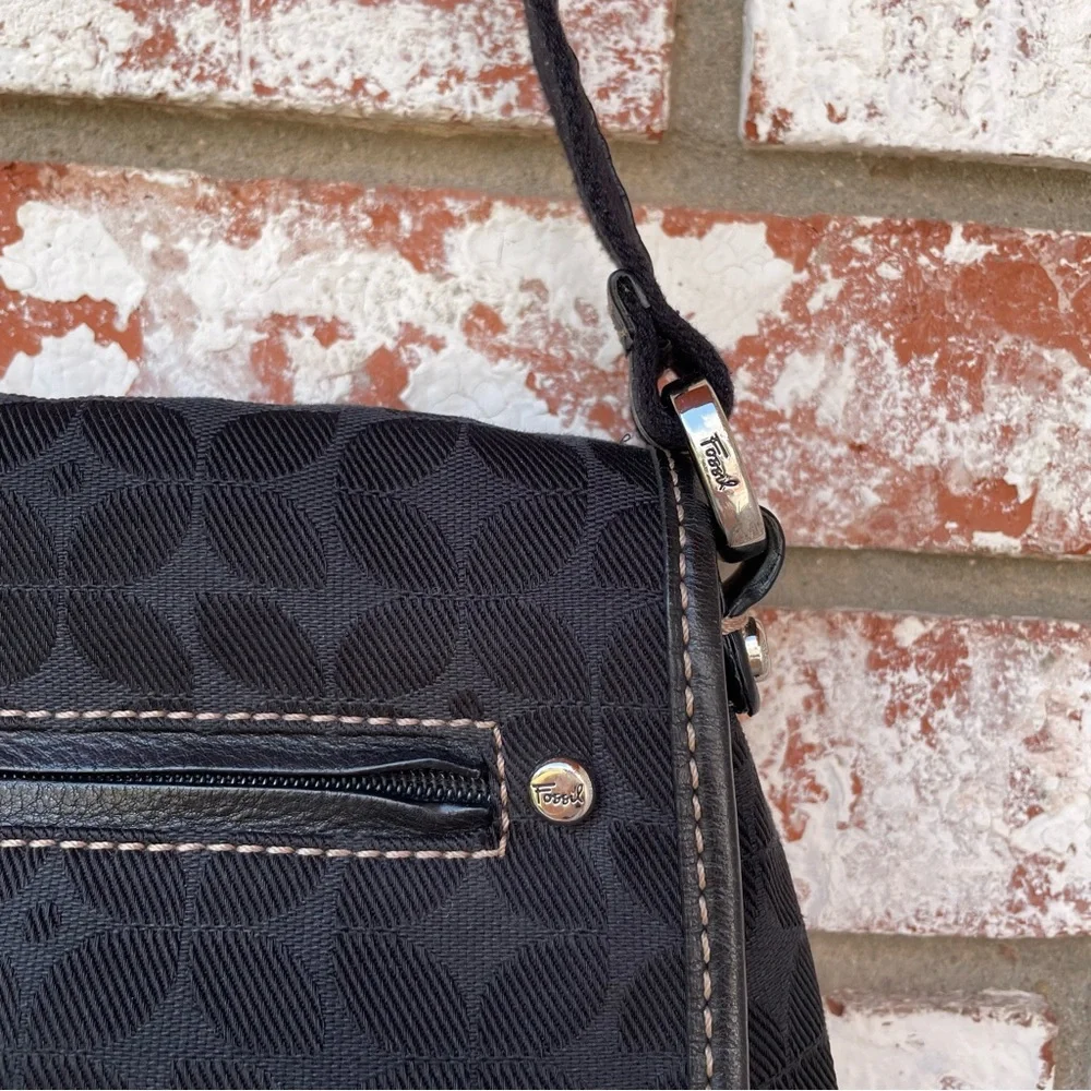 Fossil | Marlow Crossbody Black Canvas Messenger Laptop Bag Purse